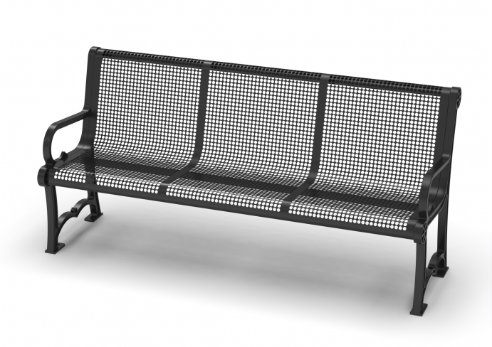 UltraSite 8' Charleston Bench with Back, Perforated